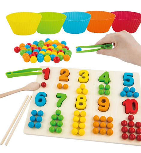 Wooden Numbers and Balls Math Board - Montessori Learning
