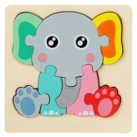 Colorful Wood 3d Puzzles Cartoon Animals Learning Education Puzzle
