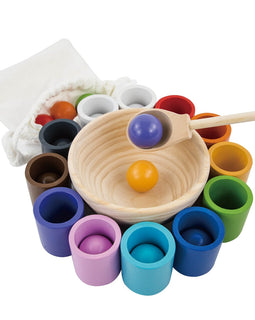 Wooden Cups and Balls - Color Match Montessori Toy