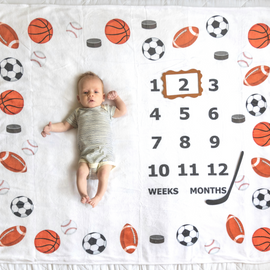 Sports Baby Milestone Blanket- Double Sided for 0-24 Months